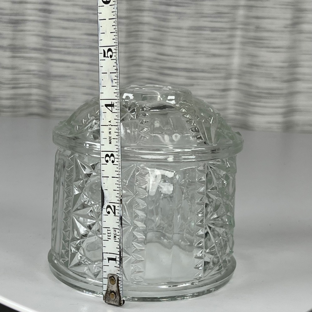 Vintage Clear Pressed Glass Fairy Lamp Shade Only Starburst Diamond 4 Inch - Picture 6 of 10